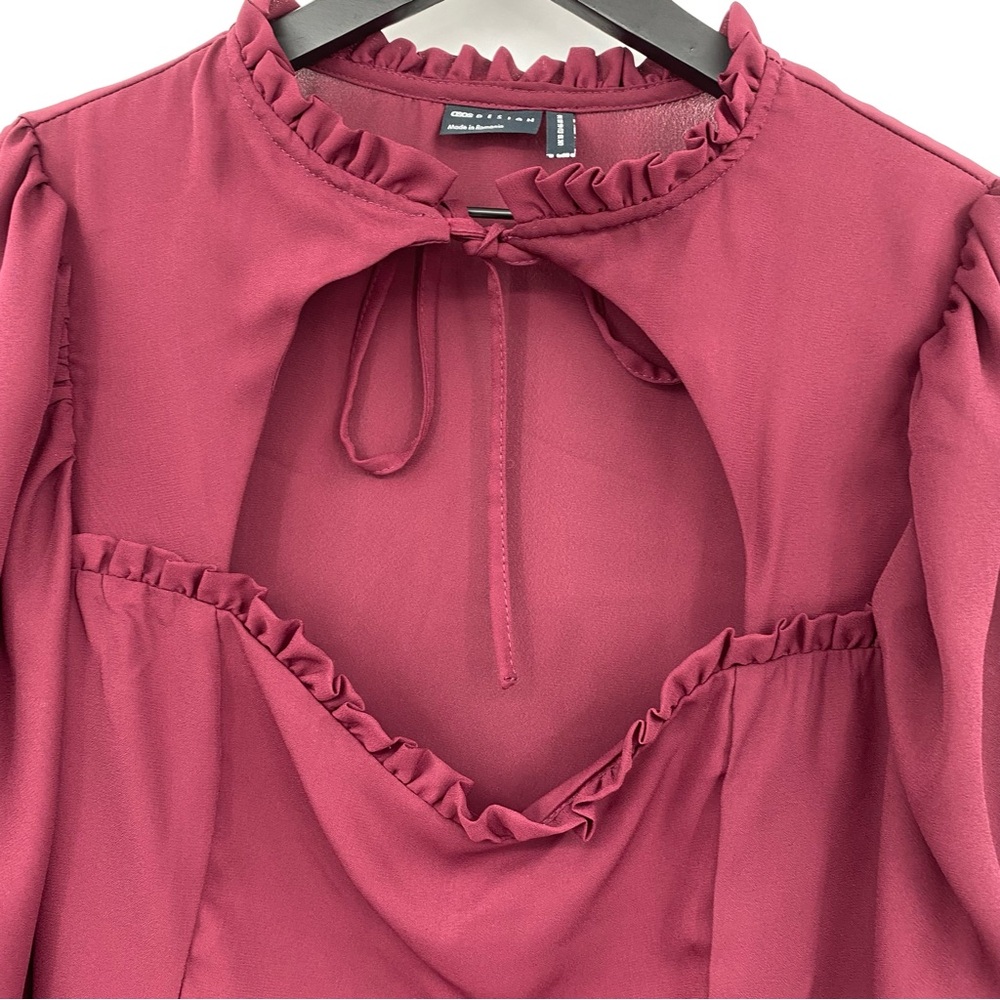 ASOS Blouse Women’s 14 Burgundy Milkmaid Peasent High Neck Romantic Gothic Witch - Picture 4 of 10